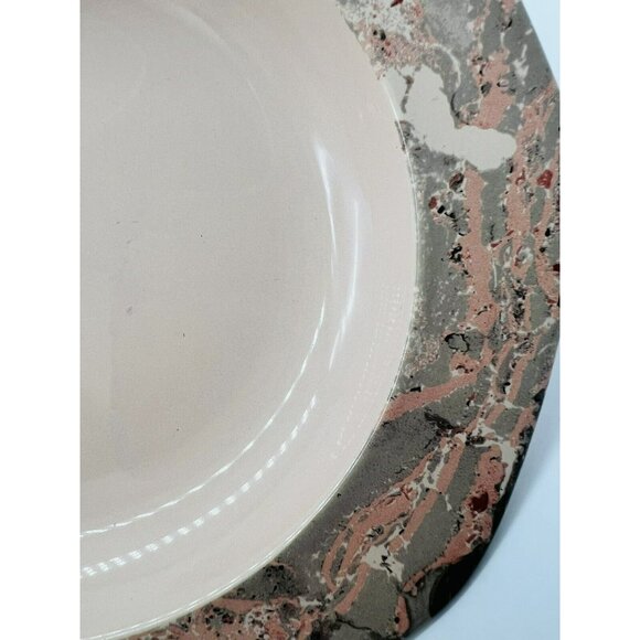 Longchamp Onxy Coco Salad Bowl Soup France Peach Gray Marble Pattern 8.5 inch - Picture 2 of 8